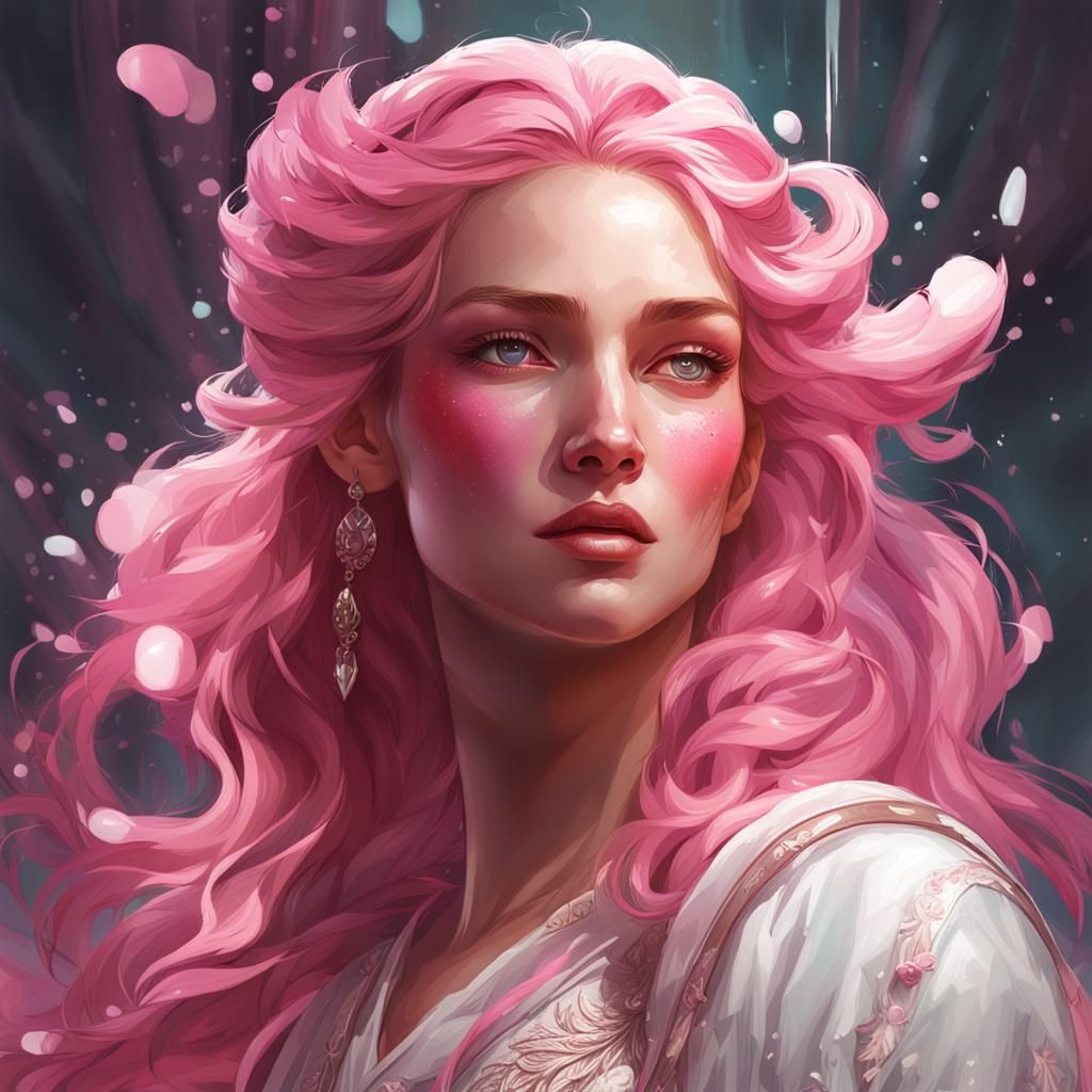 Hyperdetailed Pink and White Mermaid Portrait