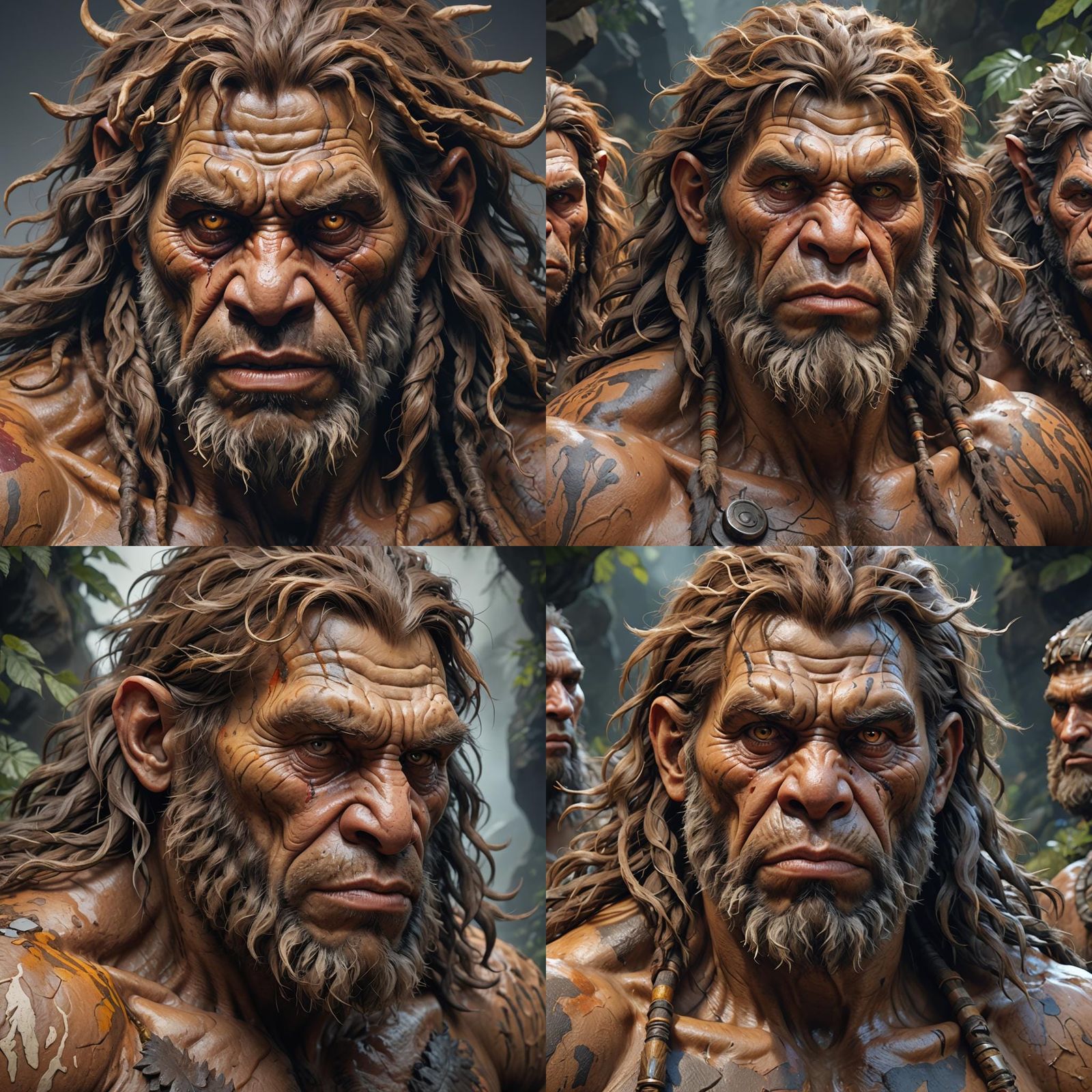 Hyperdetailed Neanderthal Portrait in Uncanny Valley