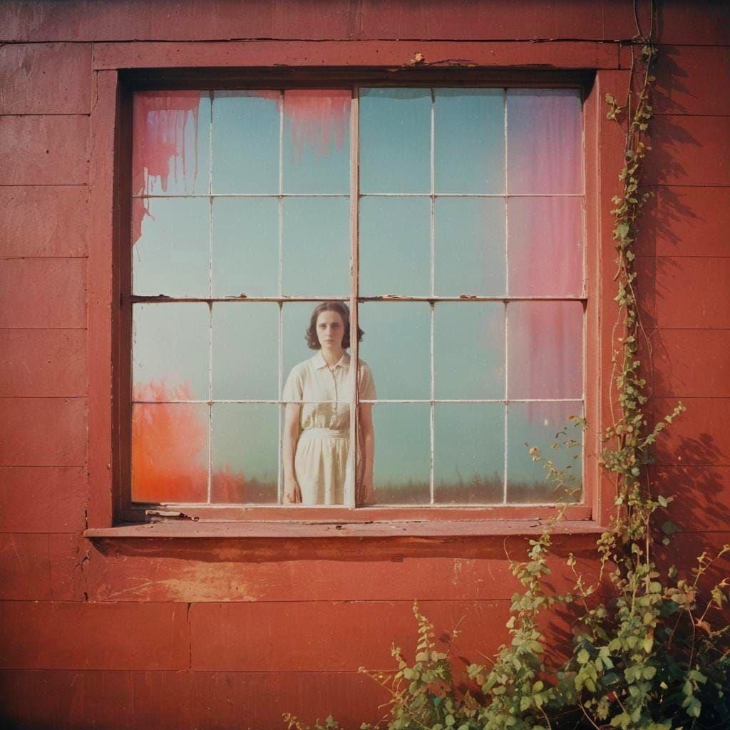 Antique Photograph of Woman in Dystopian Scene