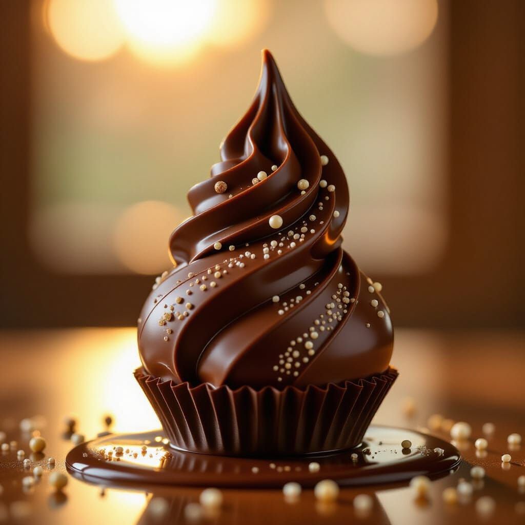 Melting Chocolate Sculpture with Bokeh Lighting