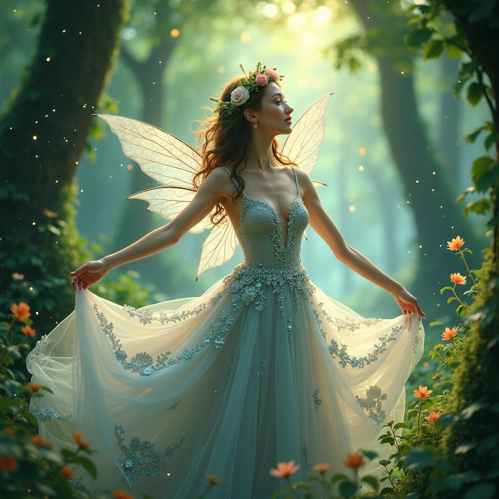 Ethereal Fae Dancing in a Mystical Forest
