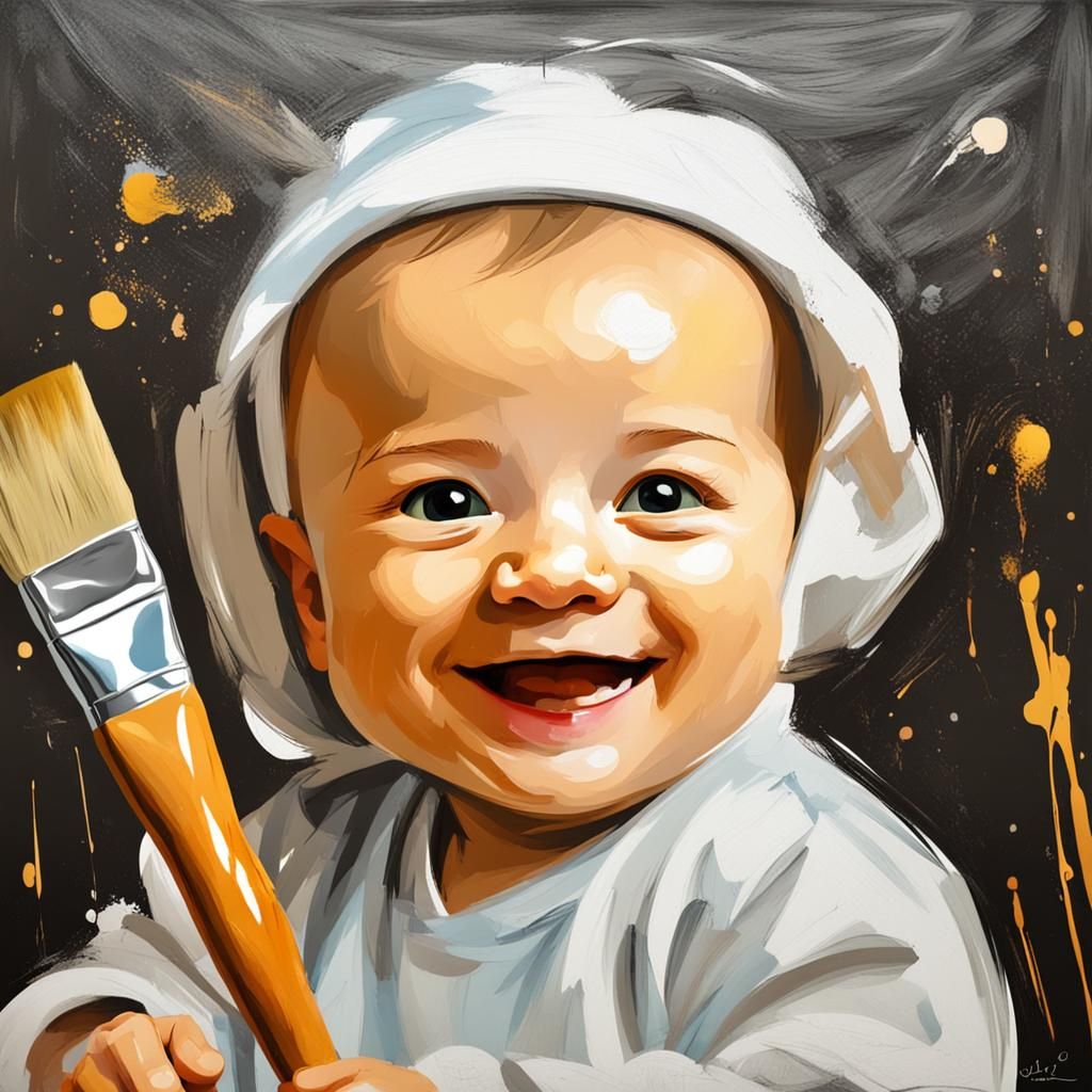 Smiling Baby Portrait in Renaissance Style