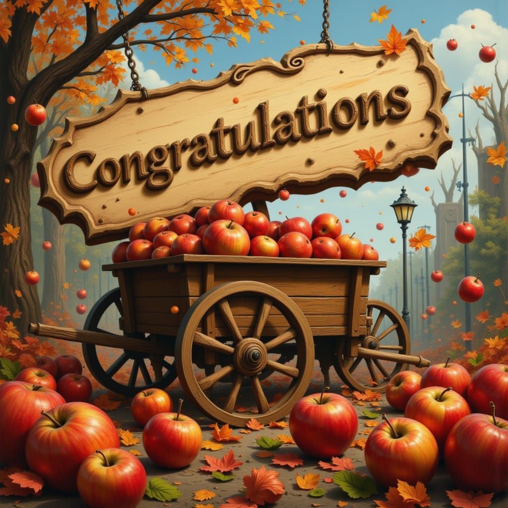 Apple Cart Crash, Congratulations Sign