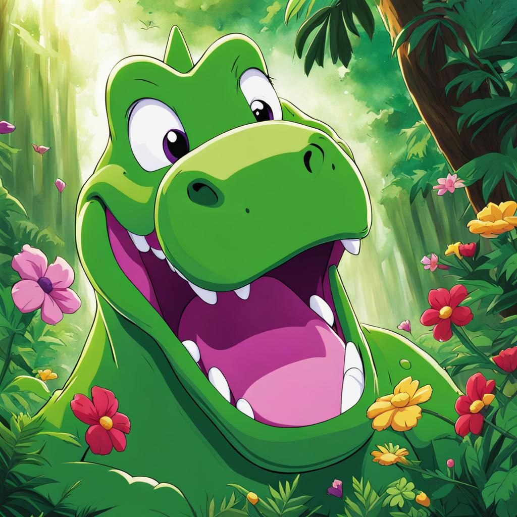 Barney the Dinosaur in Anime Style