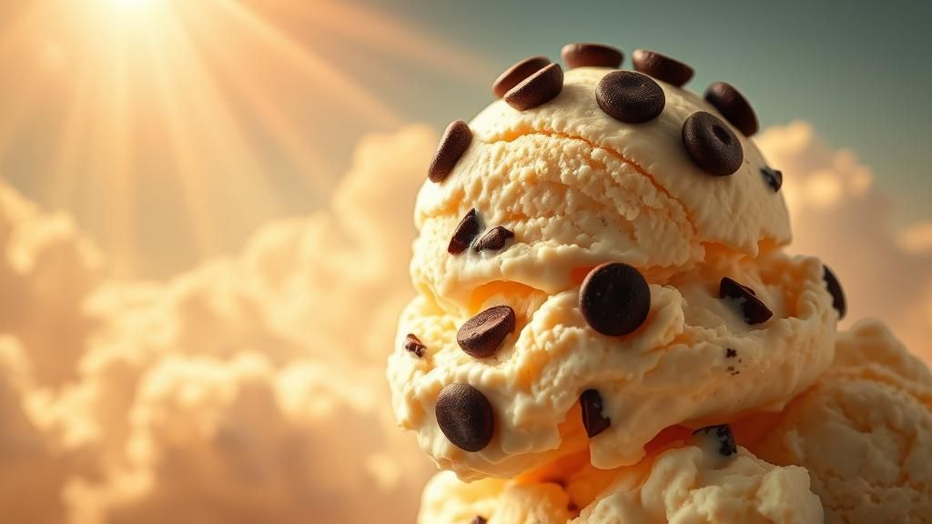 Vanilla Ice Cream Scoop in Dreamy Cloudscape