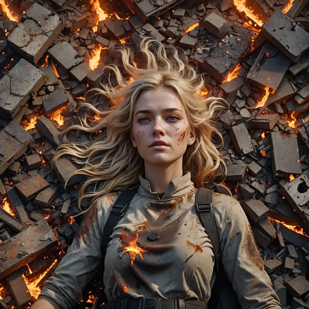 Apocalyptic Girl Portrait with Fire and Embers