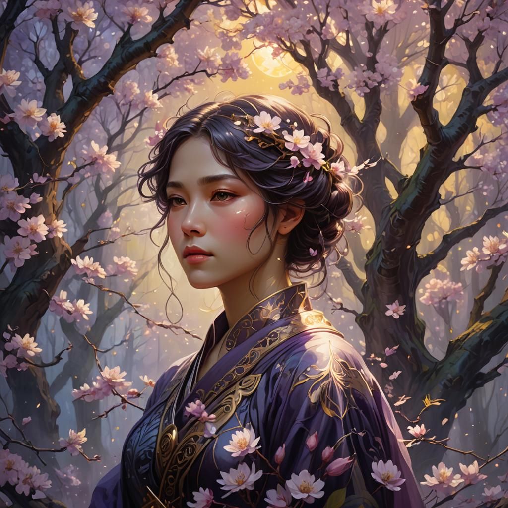 Mystical Cherry Blossom Forest: Hyperdetailed Fantasy Art