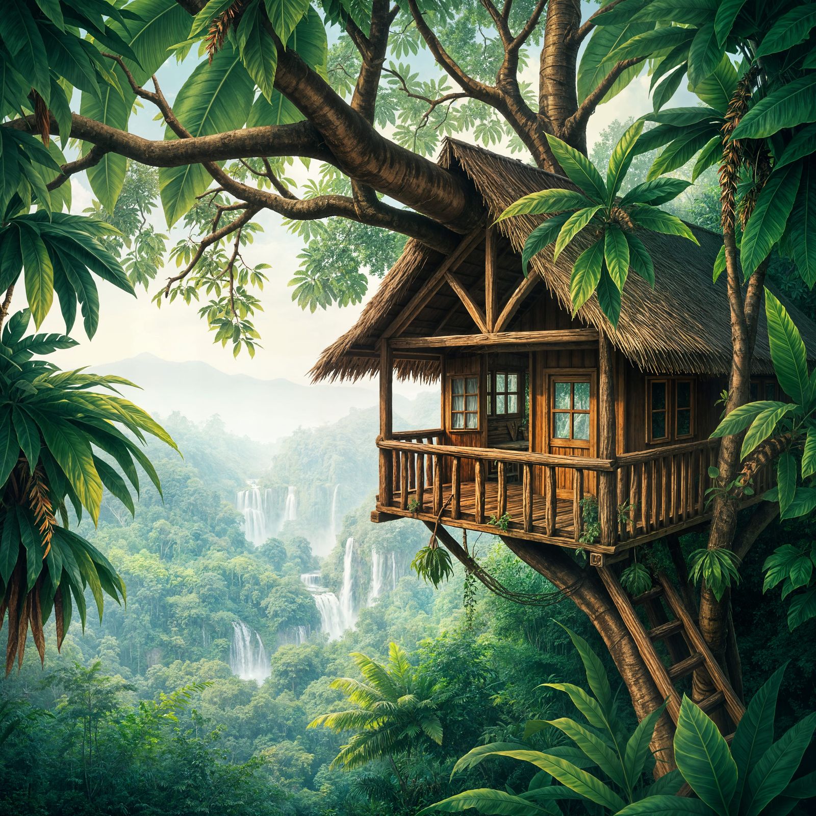 Tropical Treehouse Oasis Amidst Lush Canopy