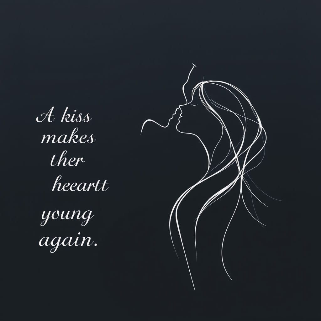 Ethereal Kiss on Dark Gray Background