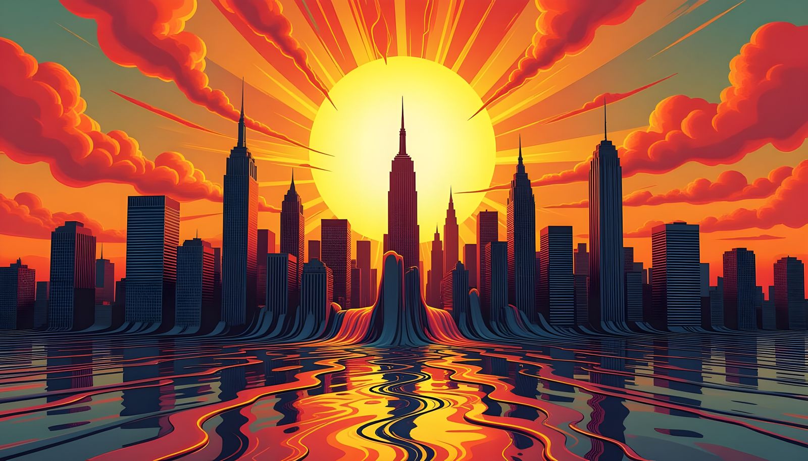 Cityscape Meltdown: A Vision of Environmental Catastrophe