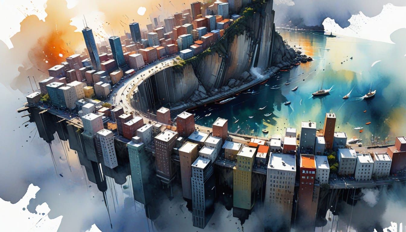 Bird's-Eye View of a Low-Poly Metropolis