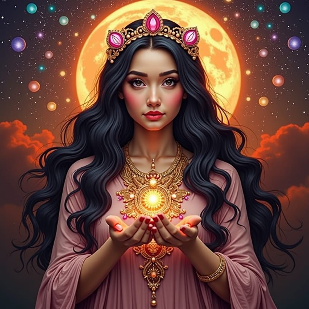 Surreal Cosmic Sunset in Vibrant Ethereal Colors