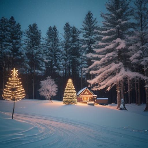 Golden Hour Christmas Eve Nightscape in Filmic Style