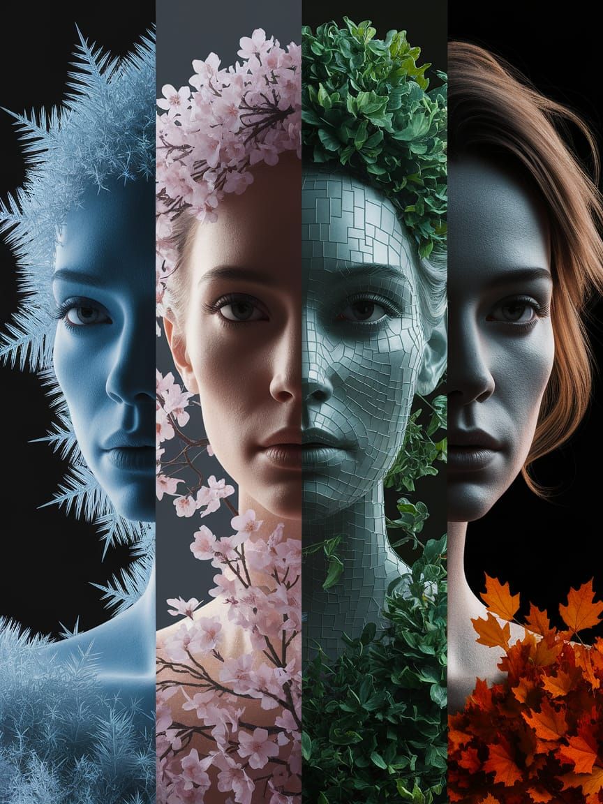 Surreal Seasons: Glitchcore Personification of Time