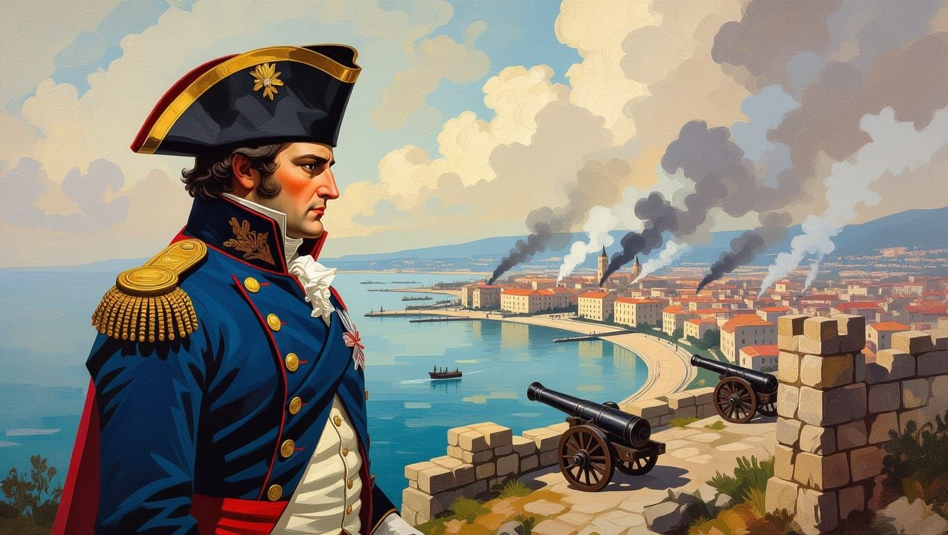 Napoleon at the Siege of Toulon: Neo-Impressionistic Oil Pai...