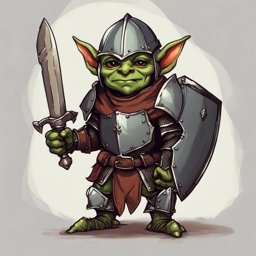 Cute Goblin Knight in Sallet Helmet