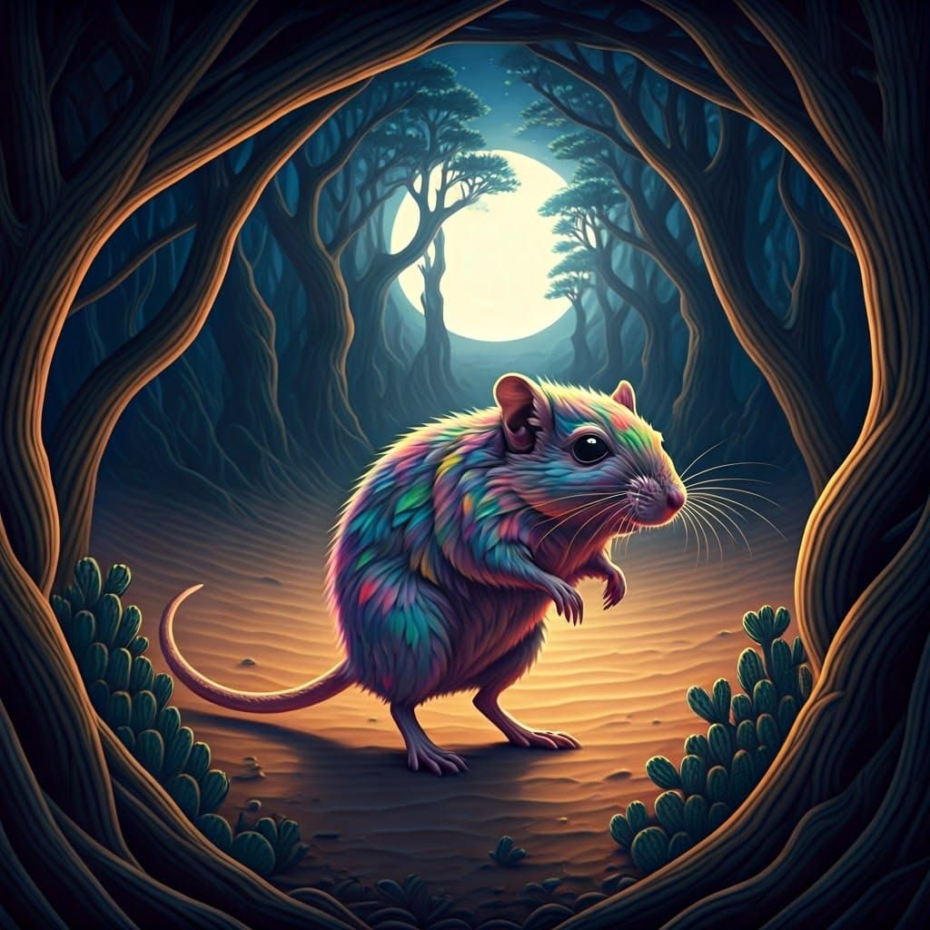 Iridescent Gerbil's Midnight Desert Dance: Psychedelic Dream...