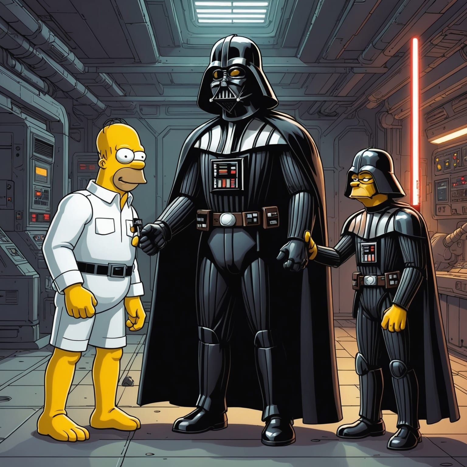 Homer Simpson Meets Darth Vader: Comic Book Art