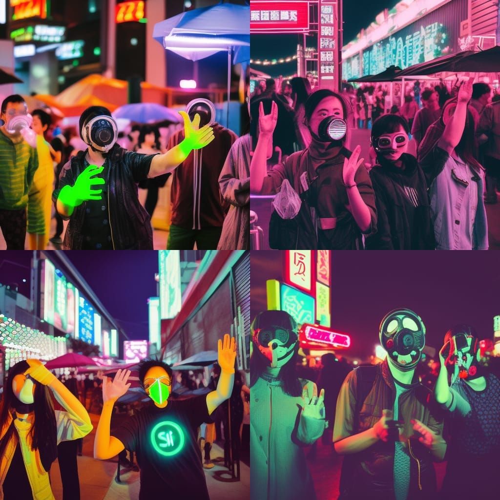 Sci-Fi Night Market Goodbye in Cyberpunk Style