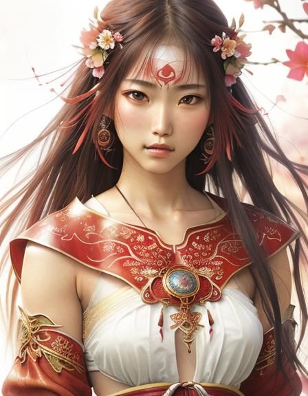 Fighter Girl with Tender Face in Broken Glass Style