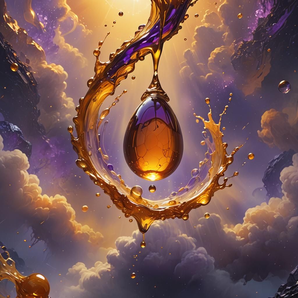 Honey Drop in Golden Light: Fantasy Concept Art