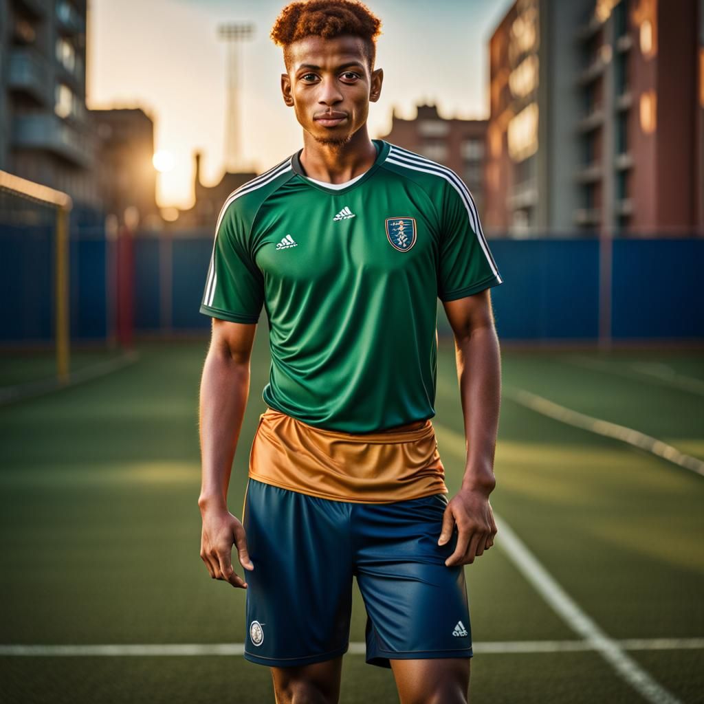 Algerian Footballer Portrait in Golden Light