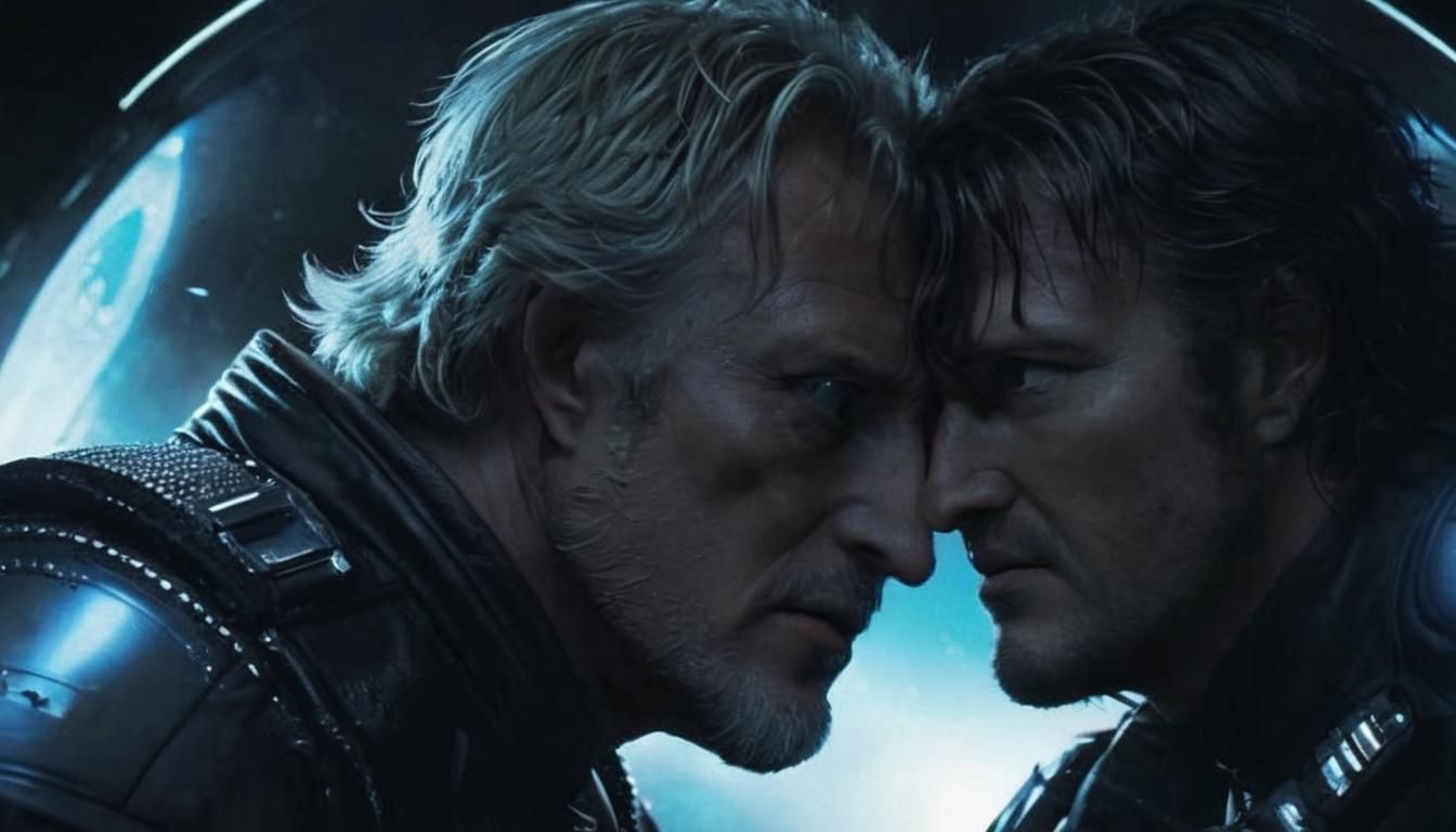 Replicant and Soldier Fight in Space Suits