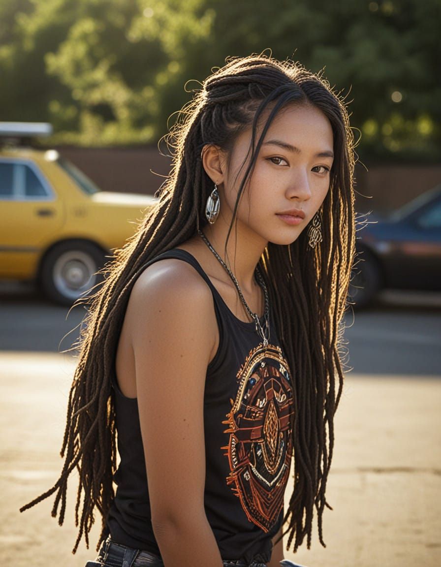 Mongolian Girl Radiates Carefree Elegance at Skatepark