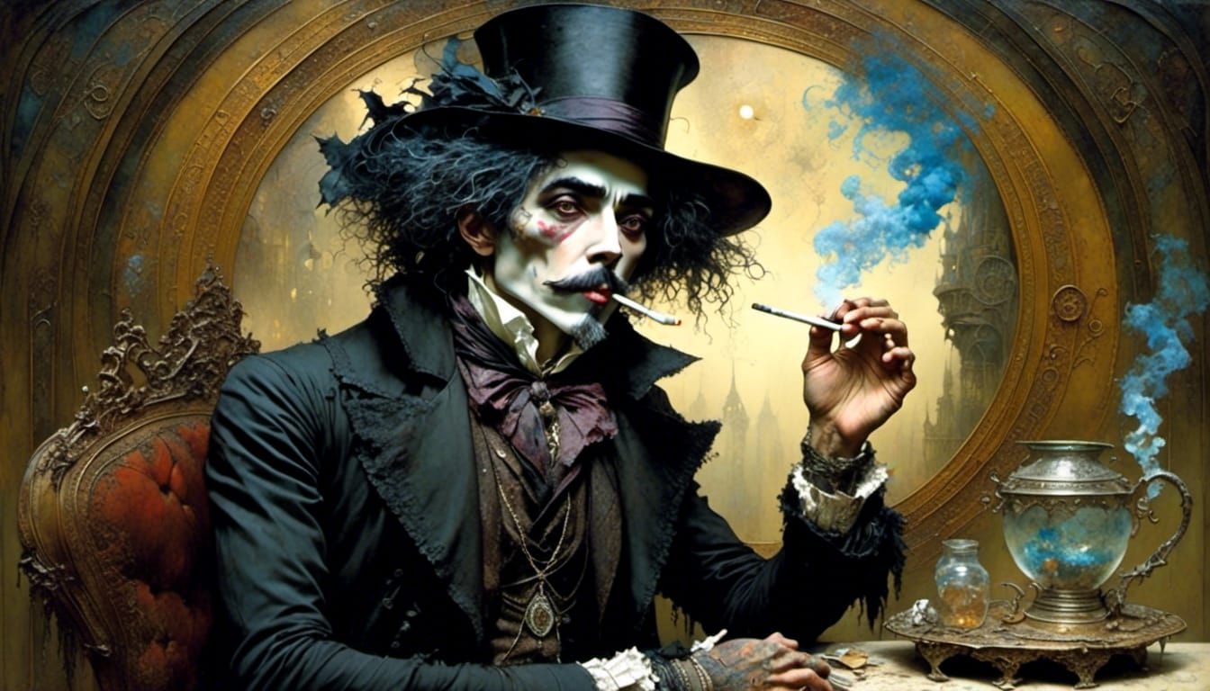 Trompe L’oeil Man with Cigarette Painting