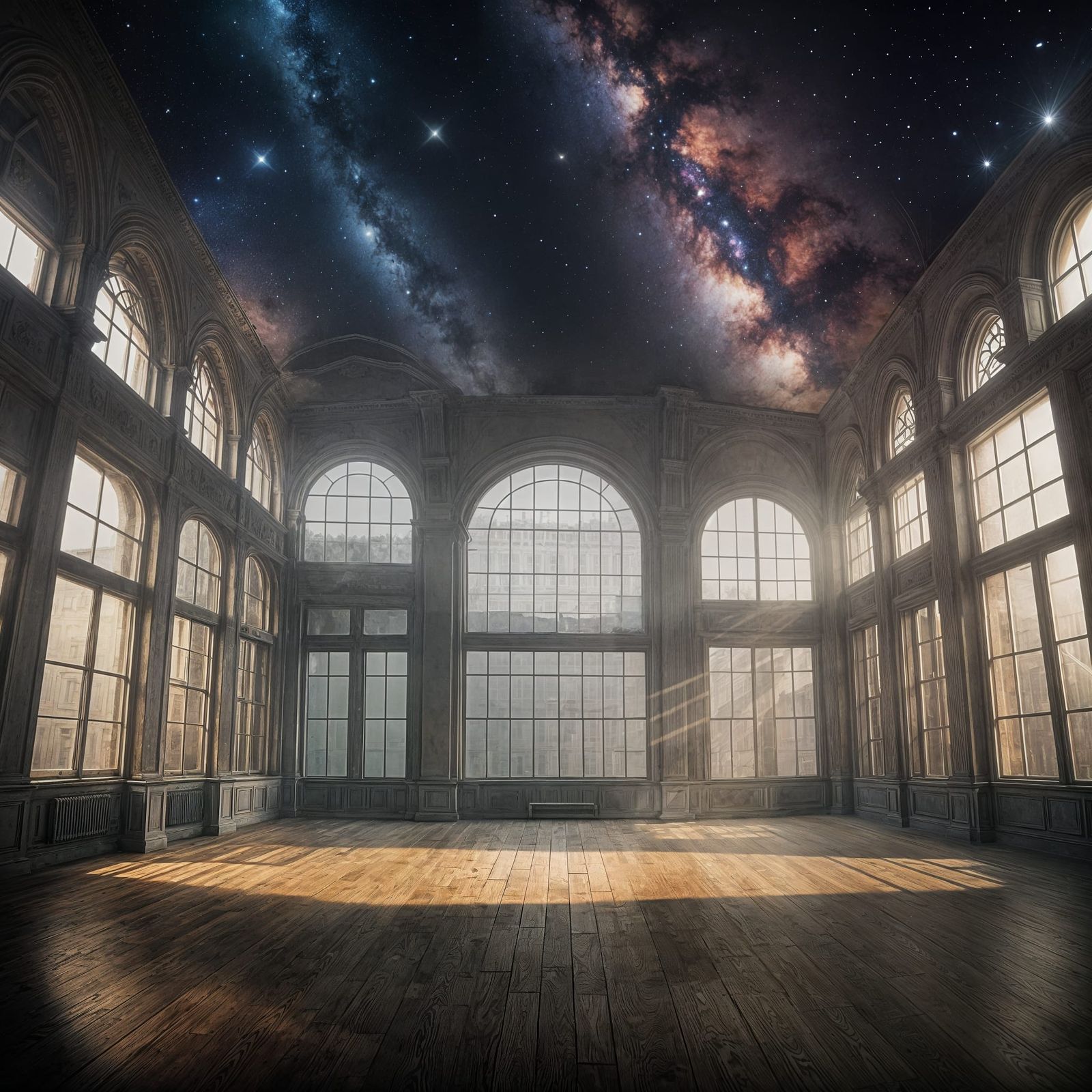 Abstract Empty Room with Circular and Square Design