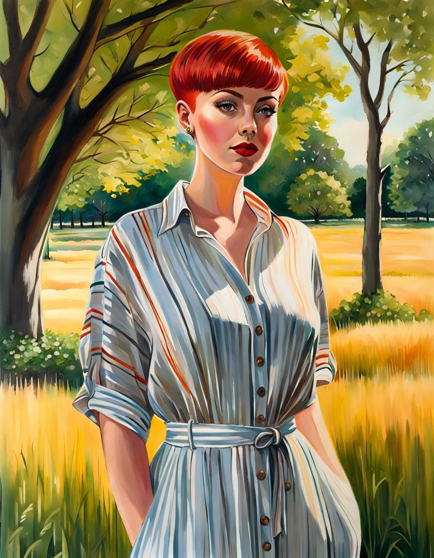 Enticing Irish Woman Portrait in Oil Painting Style