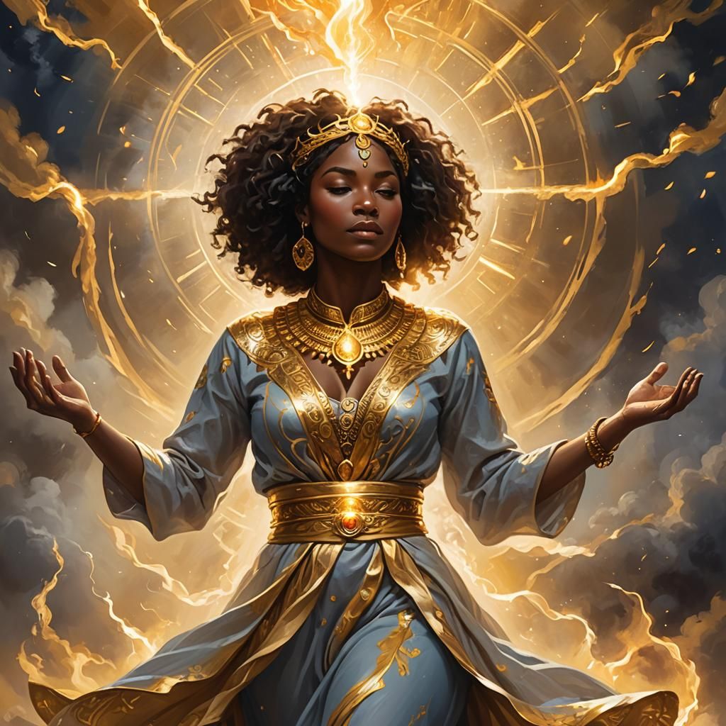 Surreal Meditation: Golden Light Infusion in Digital Art