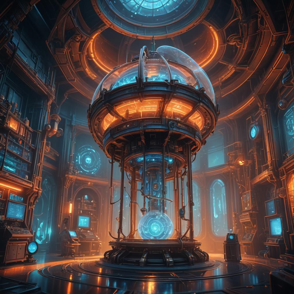 Ethereal REM Pod in Mystical Laboratory: Matte Painting