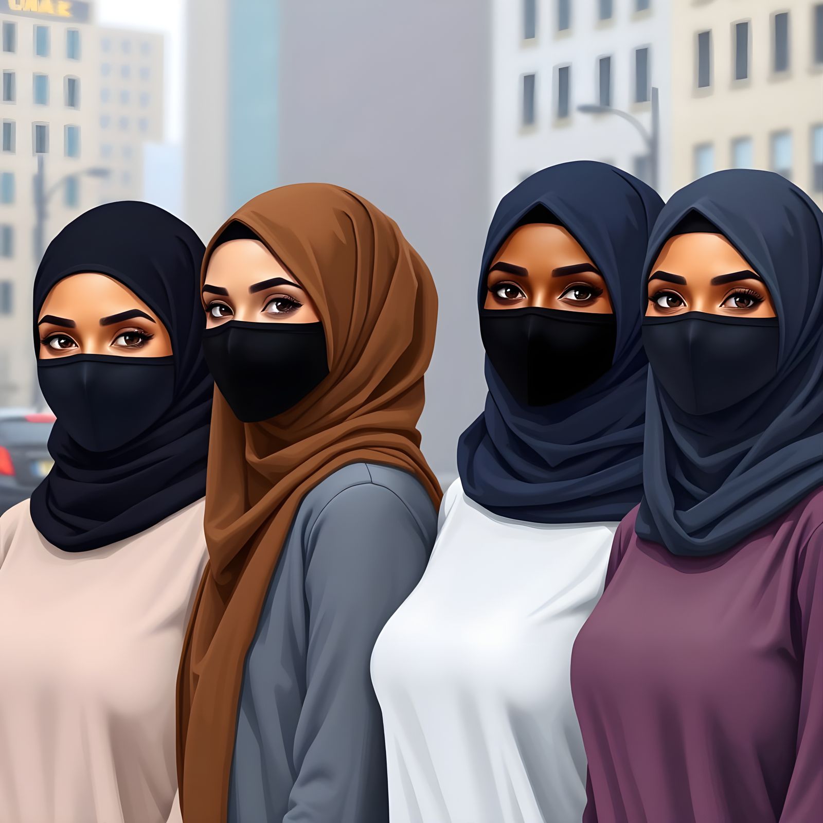 Diverse Women in Hijabs: A Modern Portrait