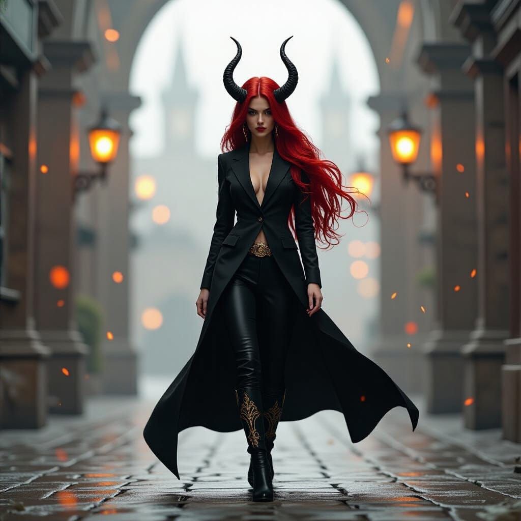 Dramatic Portrait of a Tiefling in Dark Fantasy Style