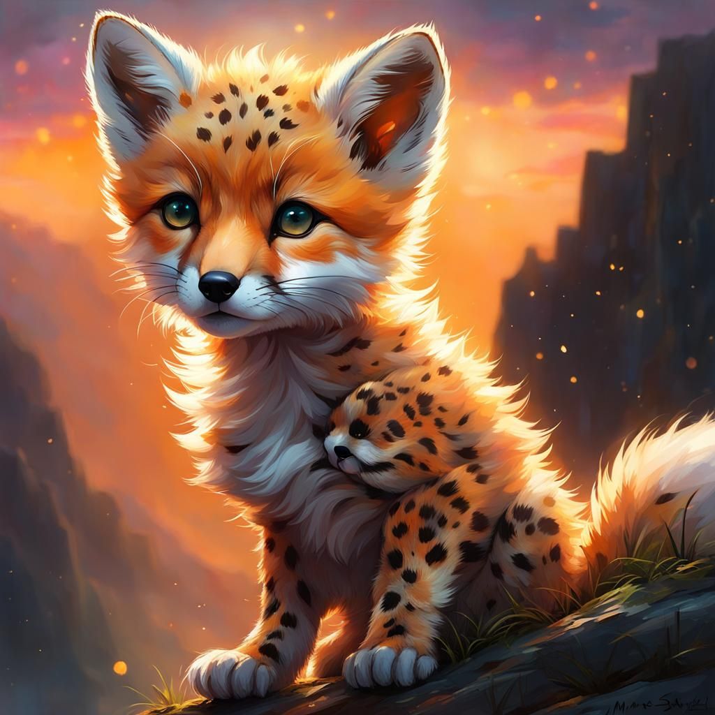 Cute Cheetah Spotted Fox Pup by Shinkawa