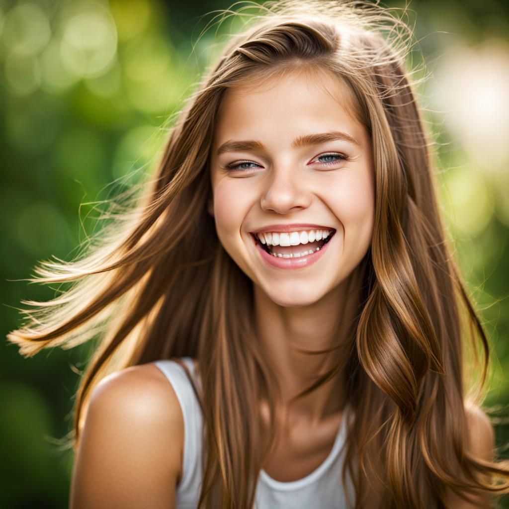 Laughing Teenager Girl Portrait