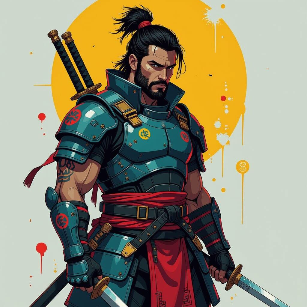 Cyberpunk Warrior in Digital Art Style