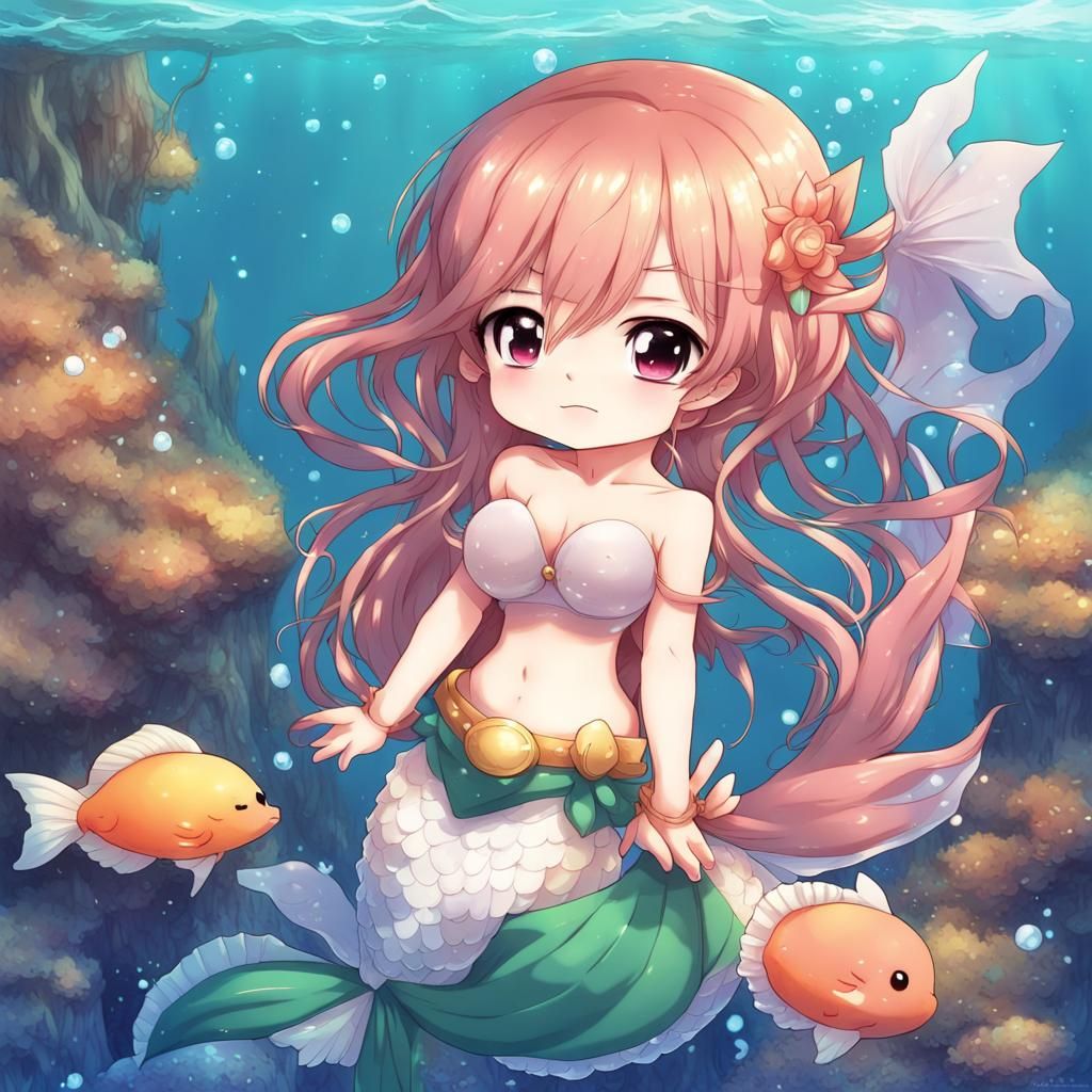 Chibi Mermaid in Anime Style