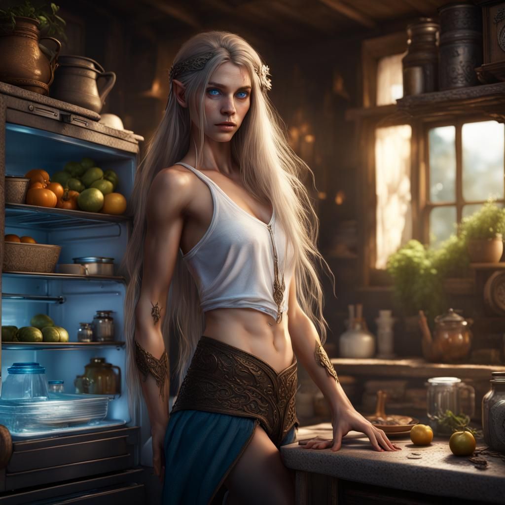 Elven Girl in Fridge: Fantasy Concept Art