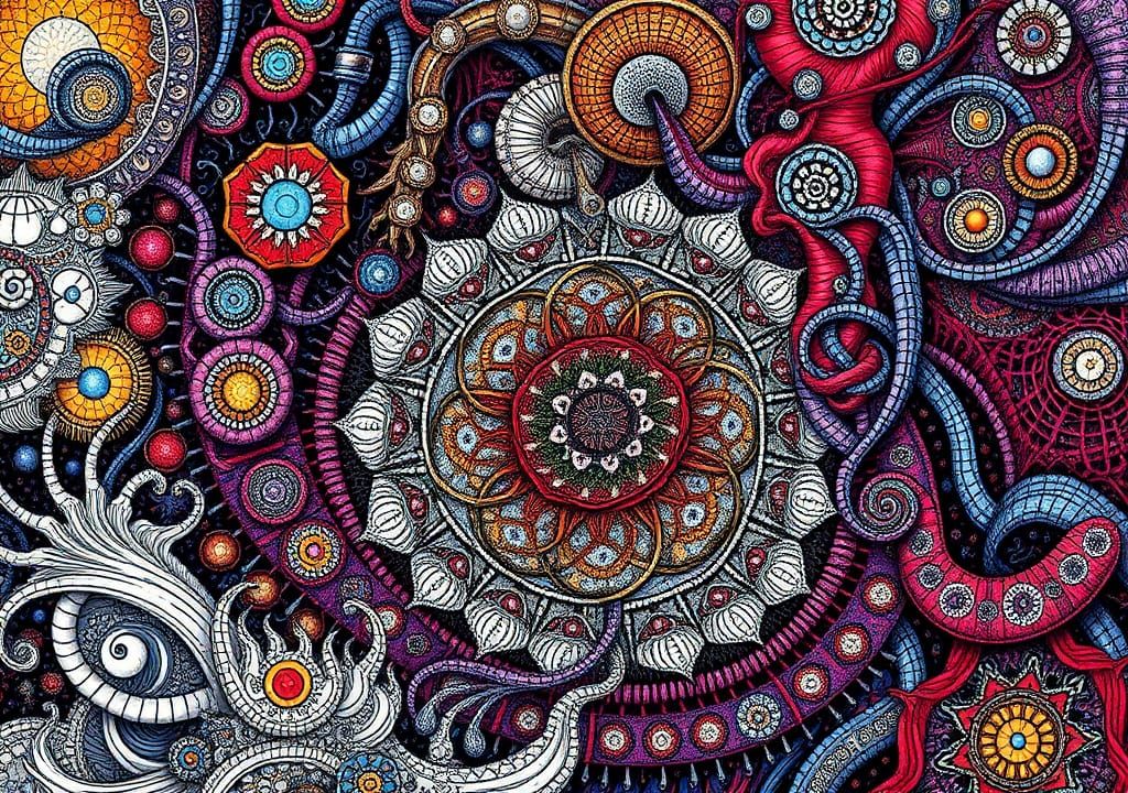 Xenomorphic Zentangle Art in Biomechanical Style