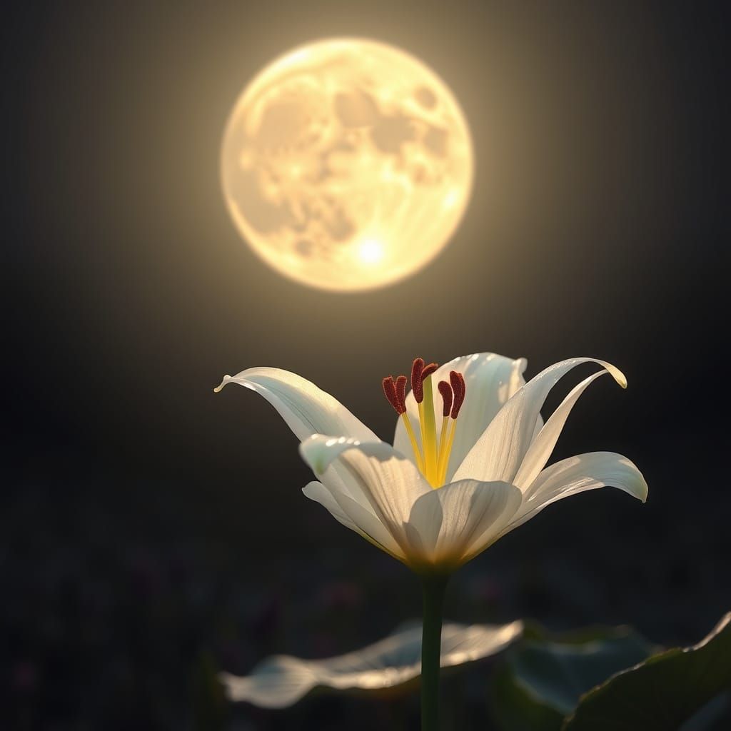 Glass Lily Glistening Under the Full Moon