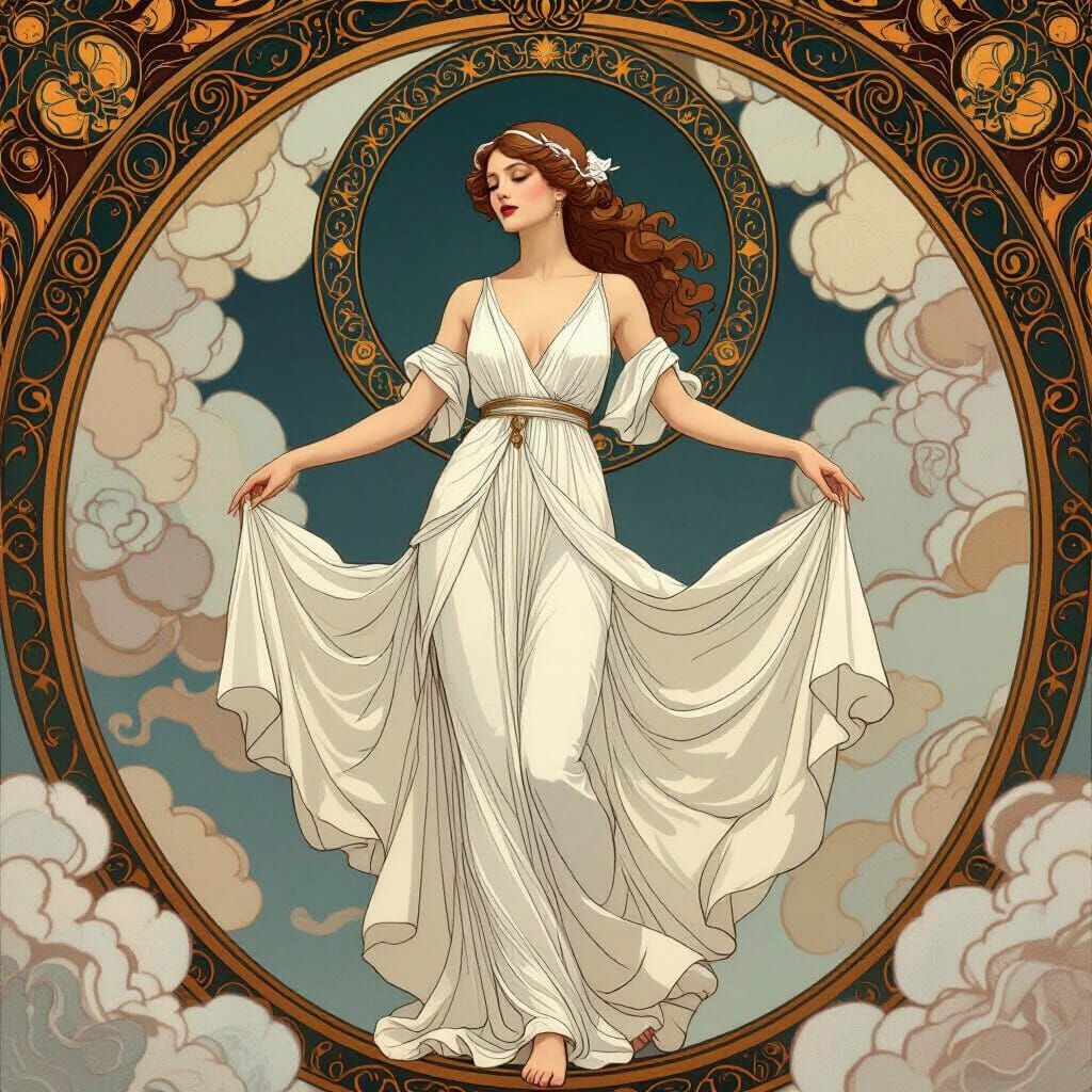 Libra Embodied in Dreamy Art Nouveau Style