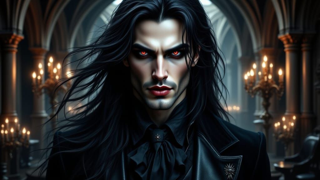 Handsome Vampire Noble in Ornate Manor