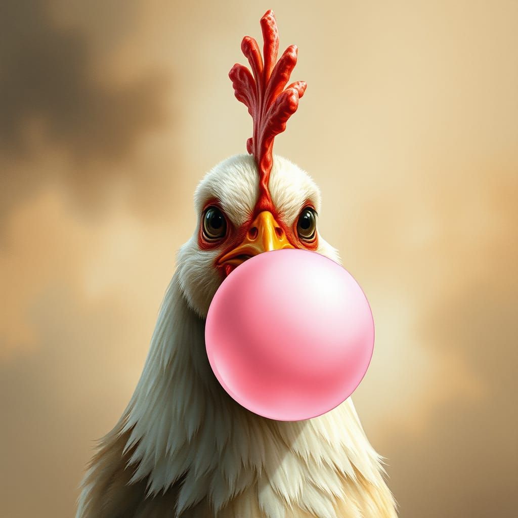 chicken  Blowing Bubble Gum