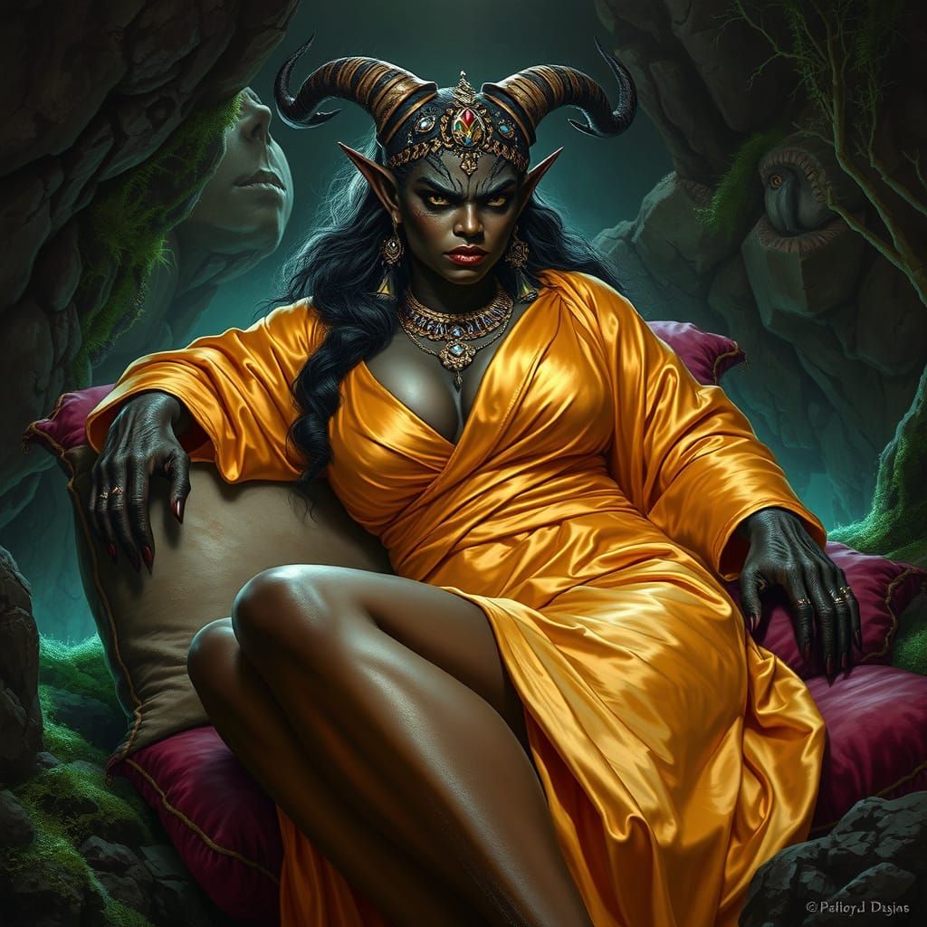 Luxurious African Demon in Hidden Grotto