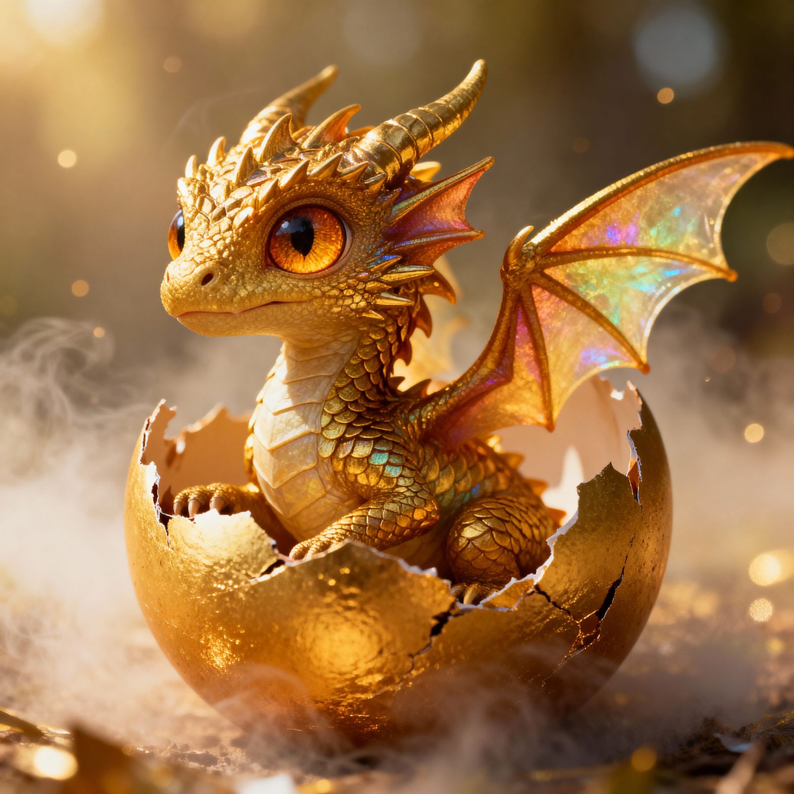 Newborn Golden Dragon Hatchling Macro Photo