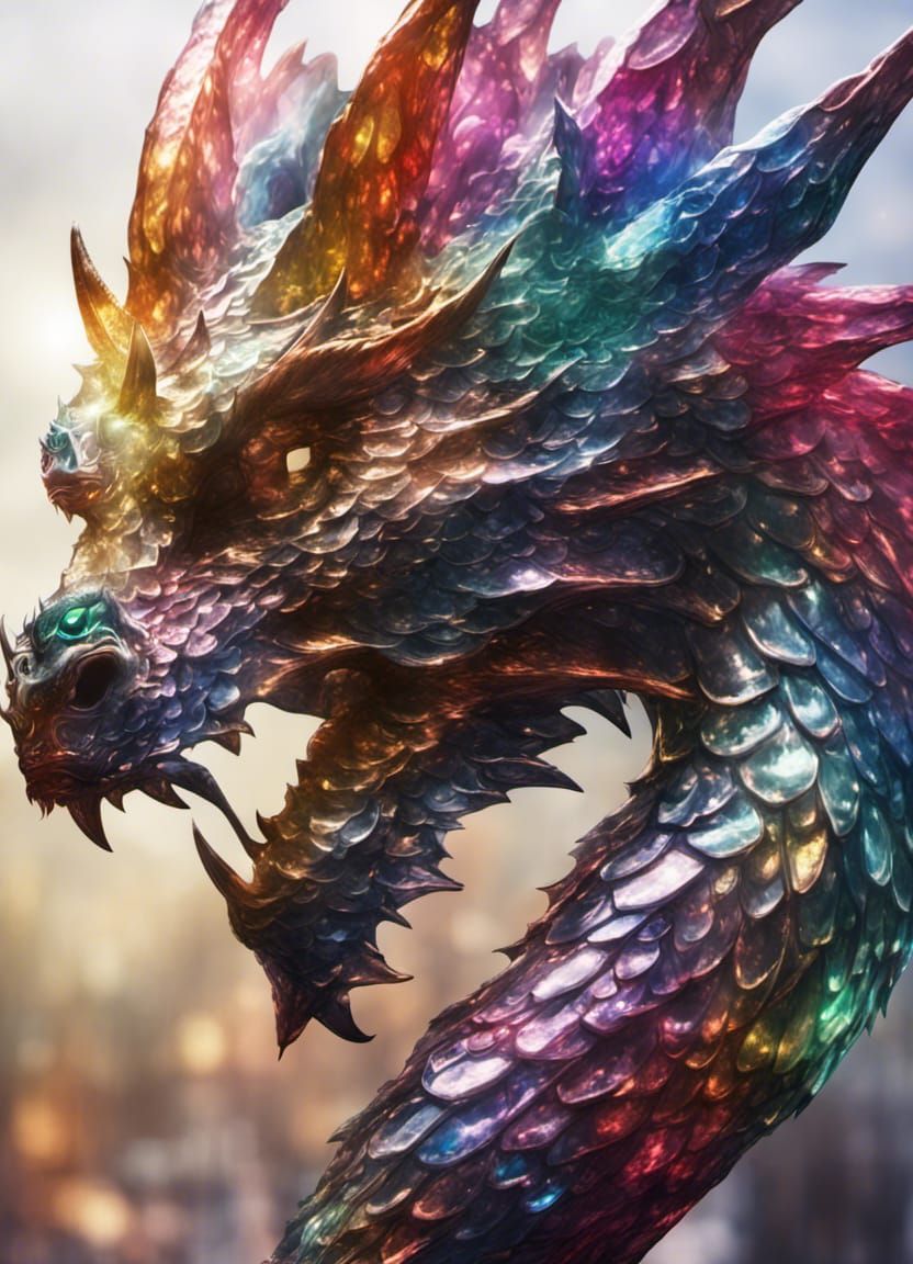 Glass Dragon with Glitter and Glistening Scales