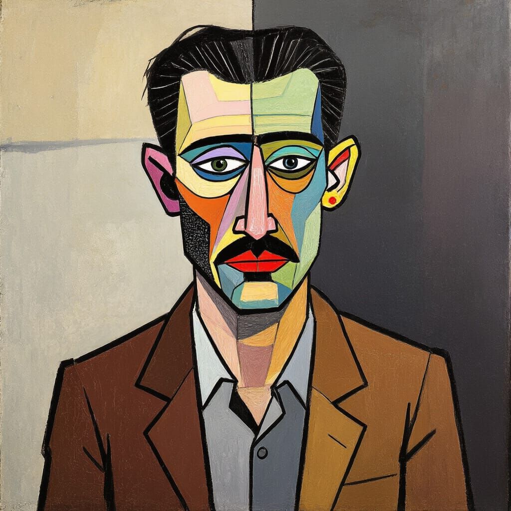 Man with Human Face in Expressive Style