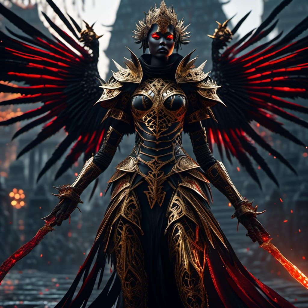 Samurai Warrior Battles Dark Beings in Hyperreal Style